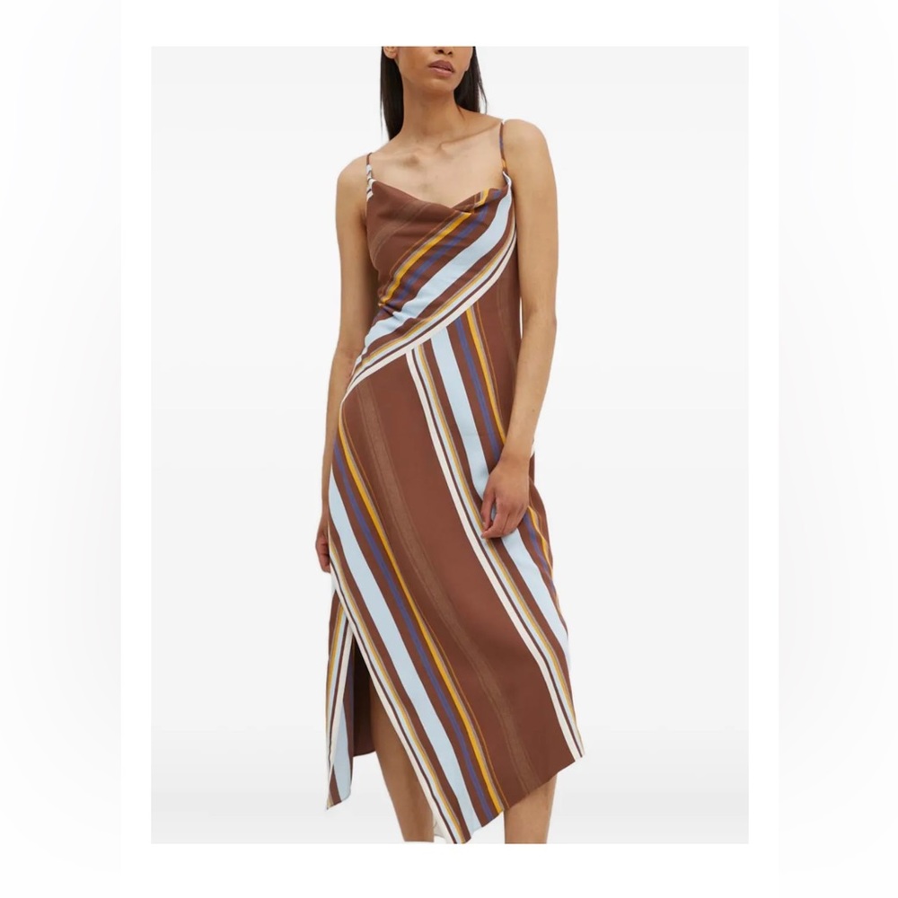 A.L.C Striped Brown and Blue Women's Dress, Size 8, EUC - Picture 2 of 9
